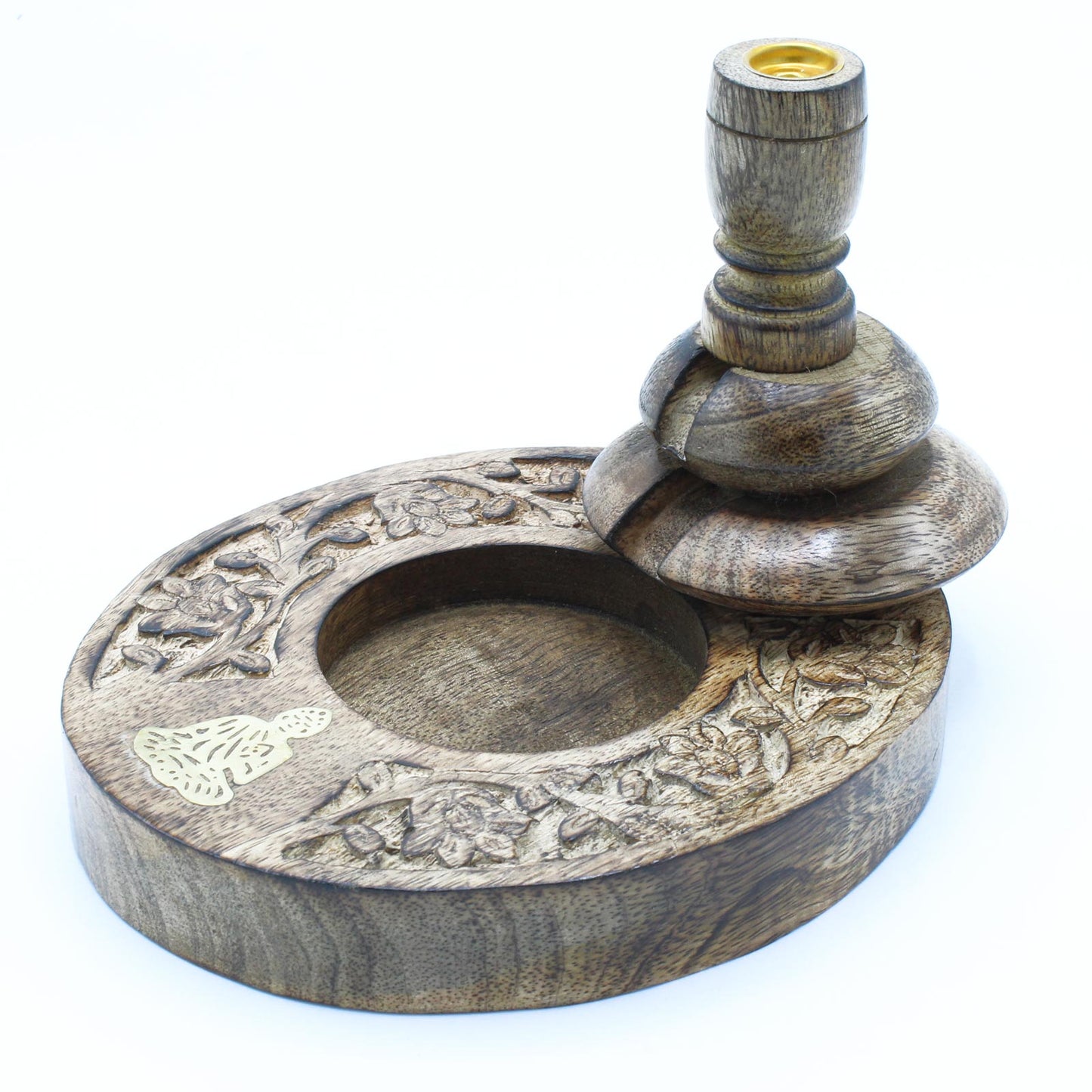 Medium Mango Wood Backflow Burner – Brass Buddha Design