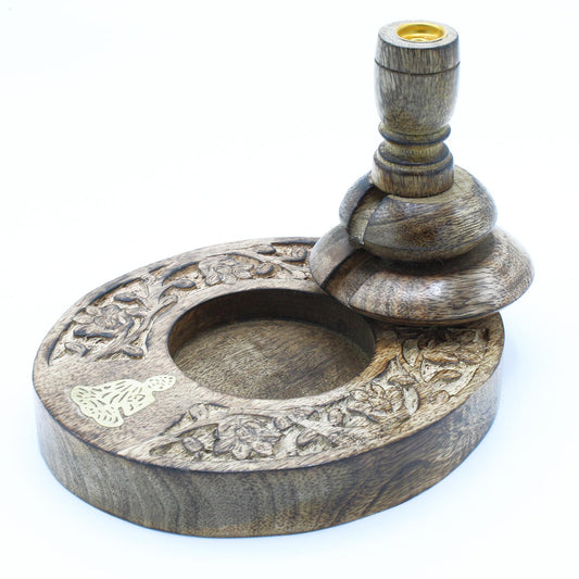 Medium Mango Wood Backflow Burner – Brass Buddha Design