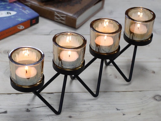 Iron 4-Cup Zigzag Votive Candle Holder