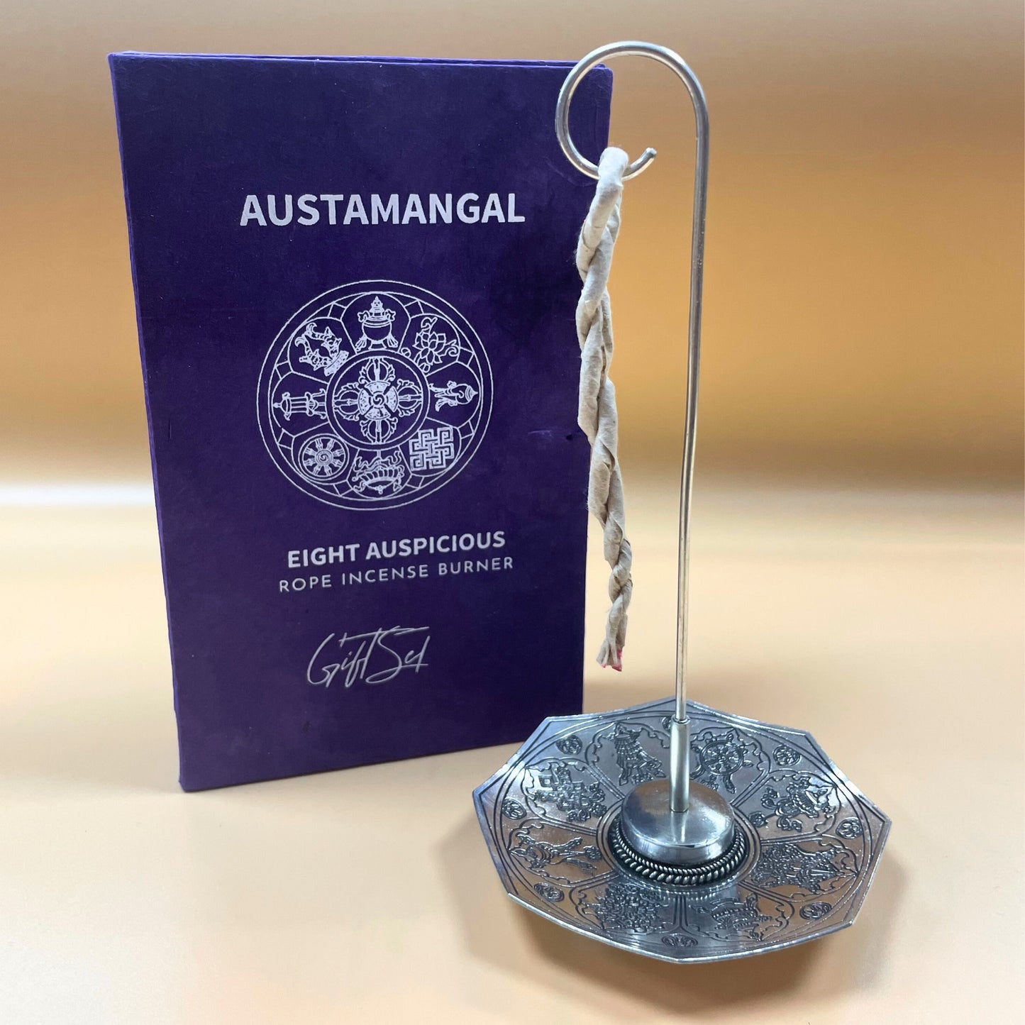 Rope Incense and Silver Plated Holder Set