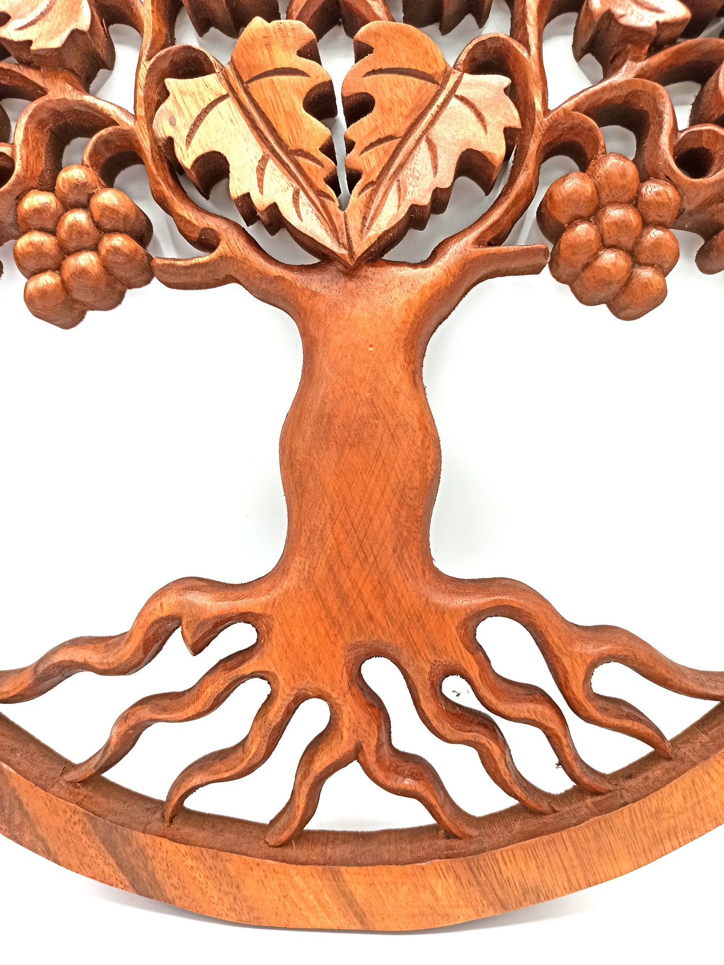Handcrafted Tree of Life Grapes Panel – Suar Wood Wall Art