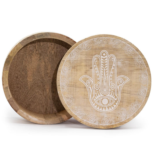Big Round Box - Hamsa Design - 17.5x7.5cm