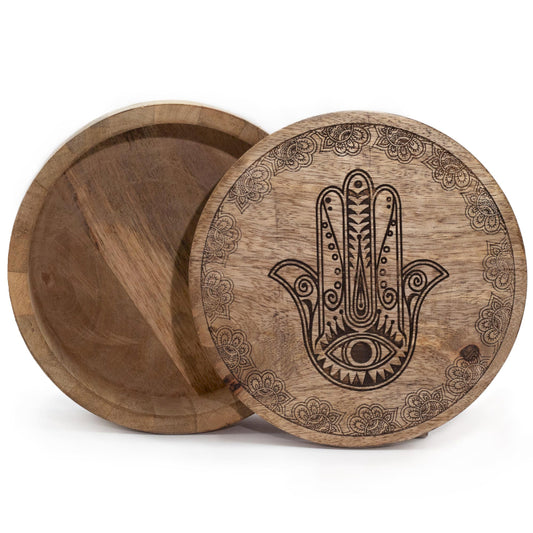 Big Round Box - Hamsa Design - 17.5x7.5cm
